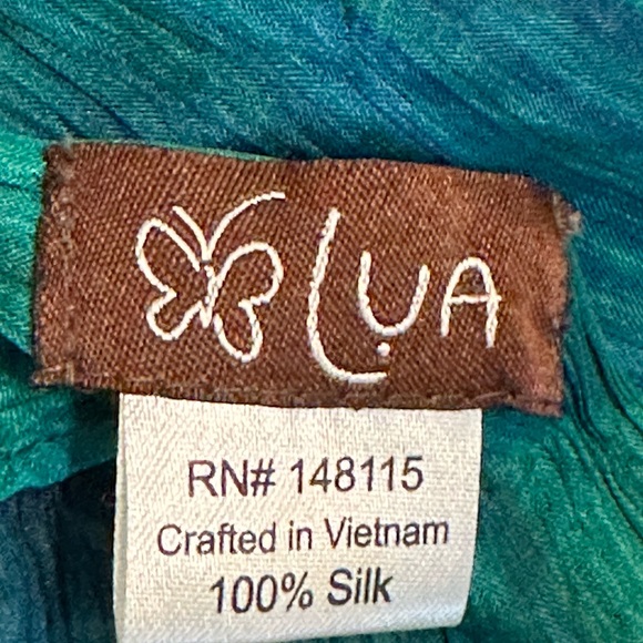 Lua Teal and Blue Silk Scarf - Picture 2 of 3